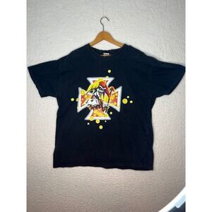 Chopper Wear Mens Jester Iron Cross Graphic T-Shirt Black XL Ace of Spades